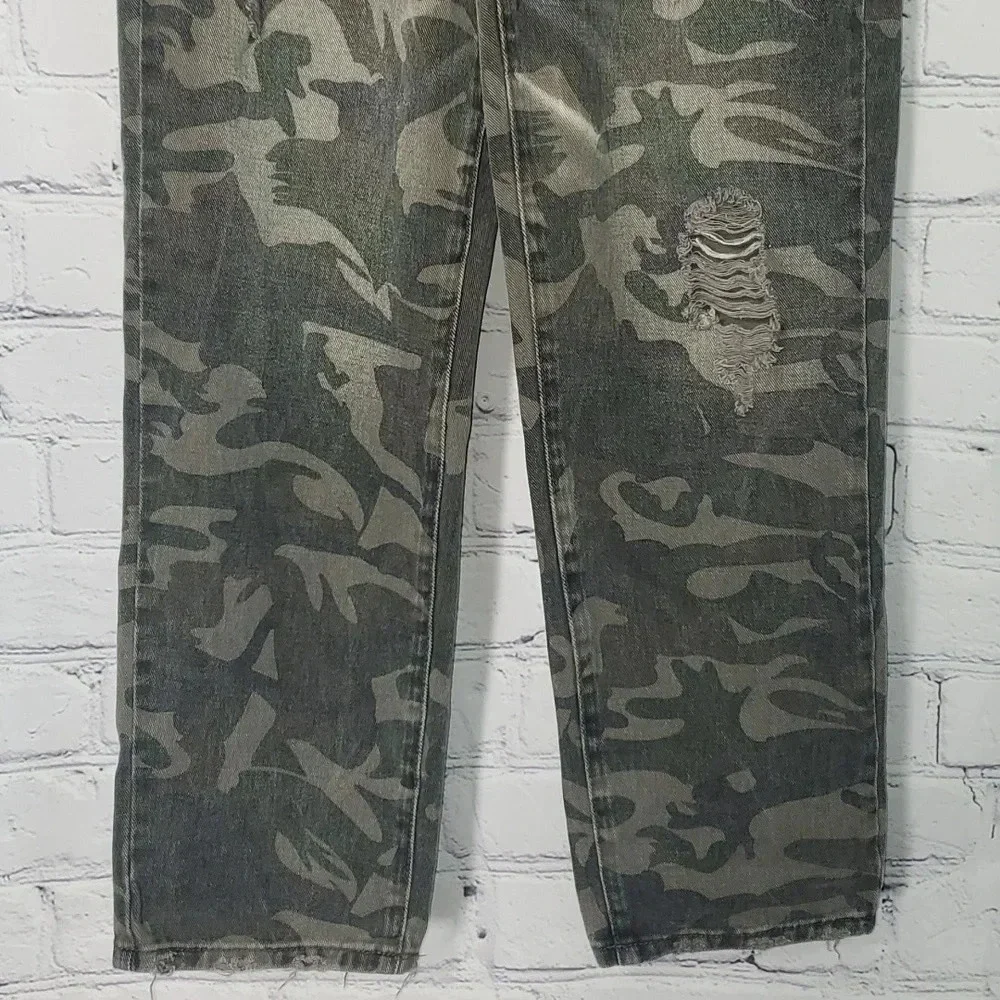 KanCan Green Camouflage Distressed Jeans 5/26 - Picture 4 of 13